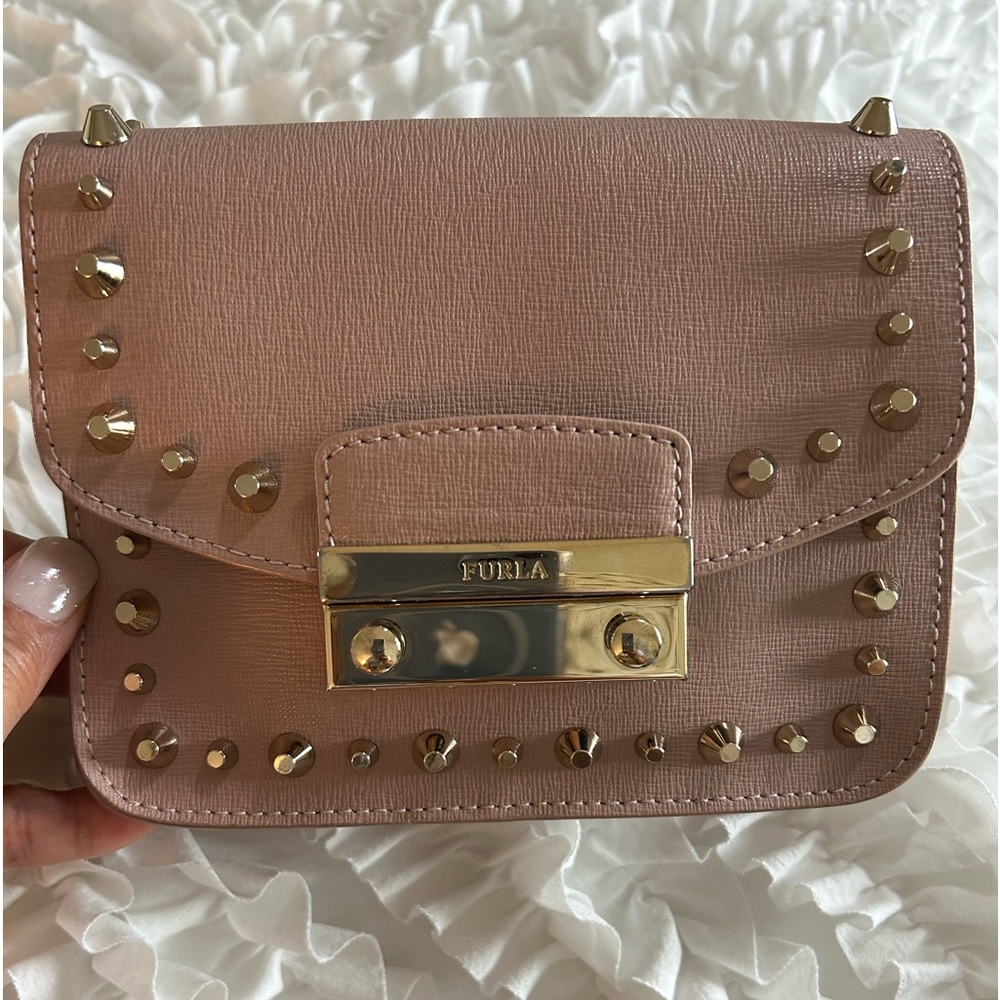 ⤵️ FURLA  • Dusty Pink Crossbody Leather Bag • Mini/Small • - Picture 1 of 11